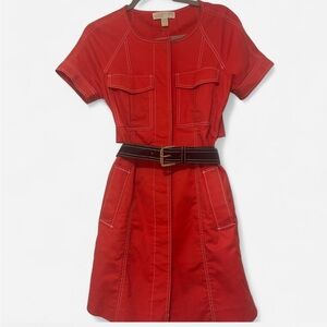 Michael Kors Red Belted Dress